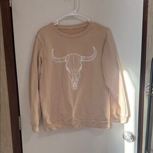 Tan Bull Skull Sweater